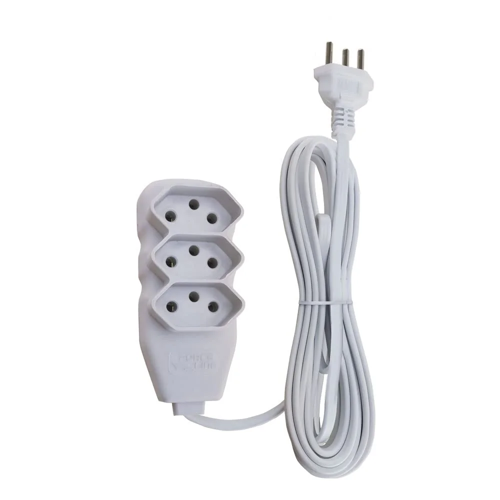 Force Line - Extensão Slim 3 Tomadas Tripolar Bivolt 1 Metro