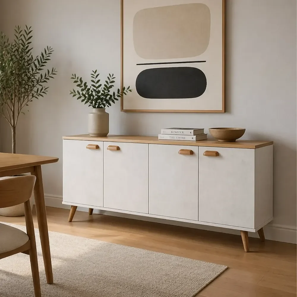 Balcão Aparador Compacto Para Cozinha Moderna 120x64 Branco