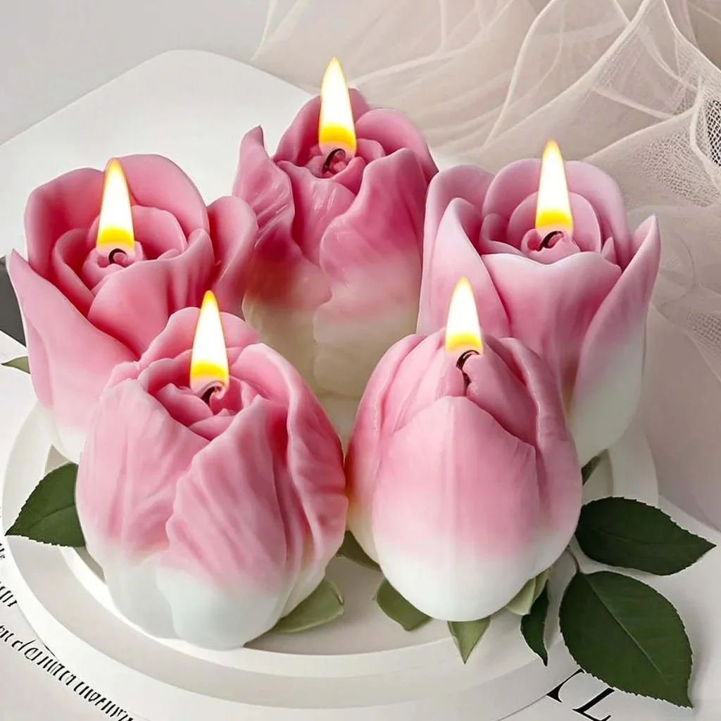 KIT 20 Unidades mini Velas Rosas Tulipa Lembrancinha Casamento