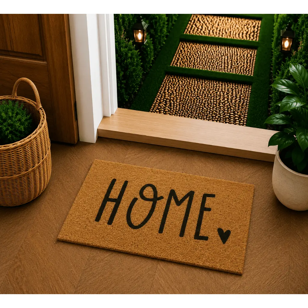 Tapete Porta Entrada Casa Capacho Vinil 40cm x 60cm Home Coração Ouro