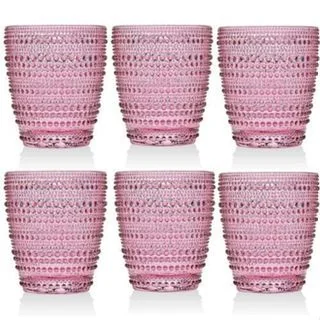 Jogo 6 Copos de Vidro Pérola Luxo 300ml Água Suco 4 cores