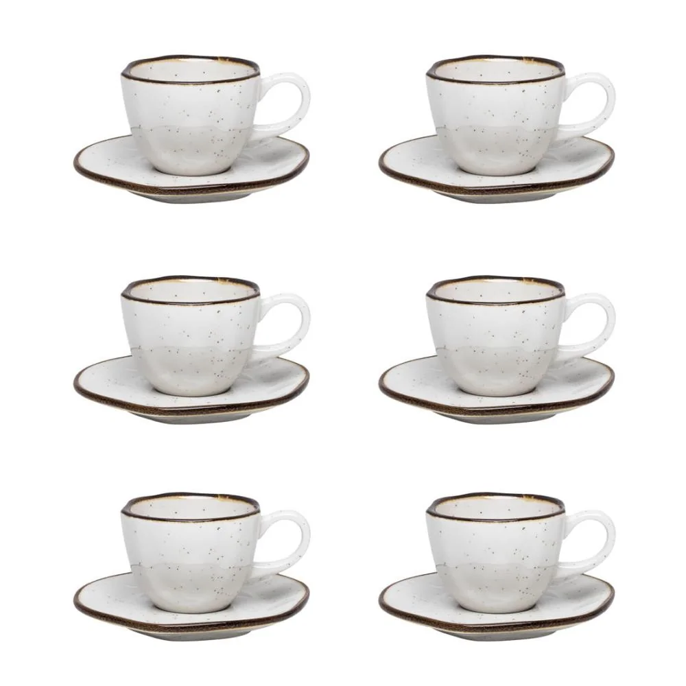 Conjunto de 6 Xícaras Pequenas 75ml Com pires Ryo Maresia