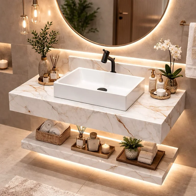 Kit Bancada Elegance em Porcelanato – ENVIO IMEDIATO