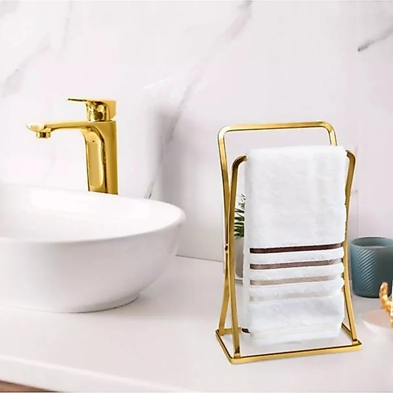Porta Toalha De Rosto Dourado Gold Luxo Banheiro Lavabo Pia Decoração Arthi