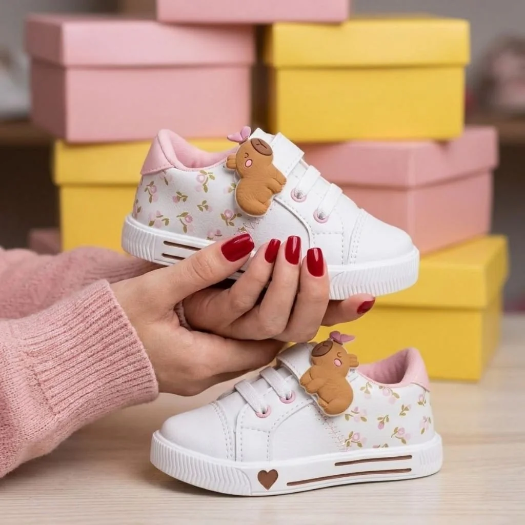 Tênis Infantil Feminino Com Capivara Moda E Qualidade