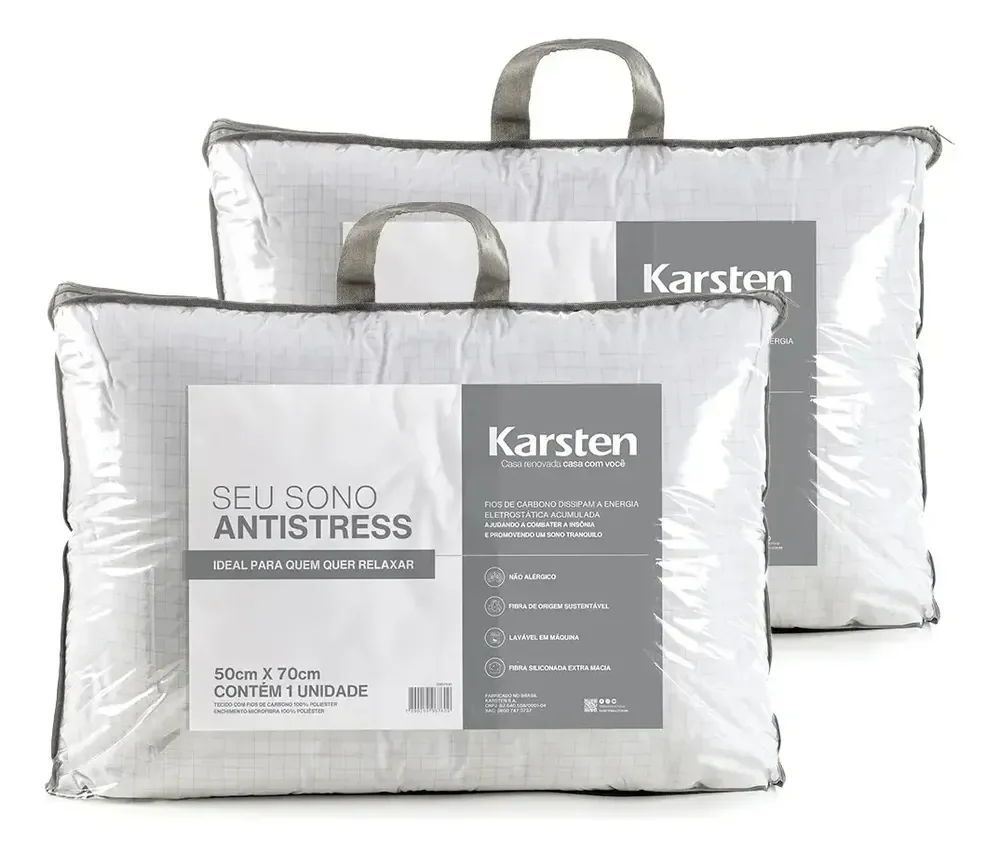 Kit 2 Travesseiros Antialérgico 50x70cm Hotelaria Karsten