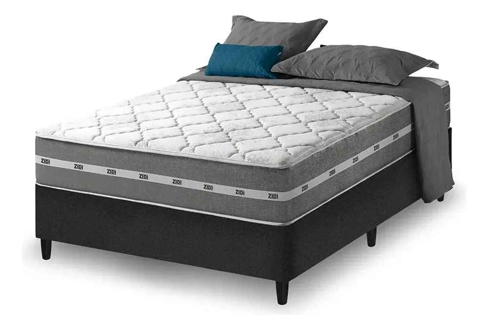 Cama Box Casal Preto + Colchão Molas Ensacadas Miami 138cm Preto