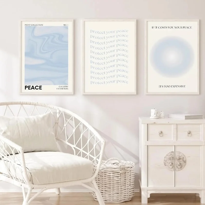 Quadros decorativos Estiloso asthetic intage em forma de coração cartaz de construção minimalista (3 peças)