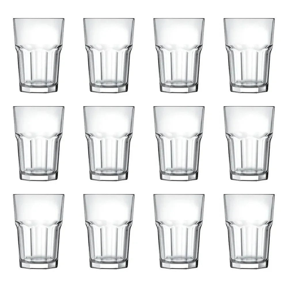 Kit Jogo Conjunto 12 Copos De Vidro Bristol Suco Agua 410ml Transparente