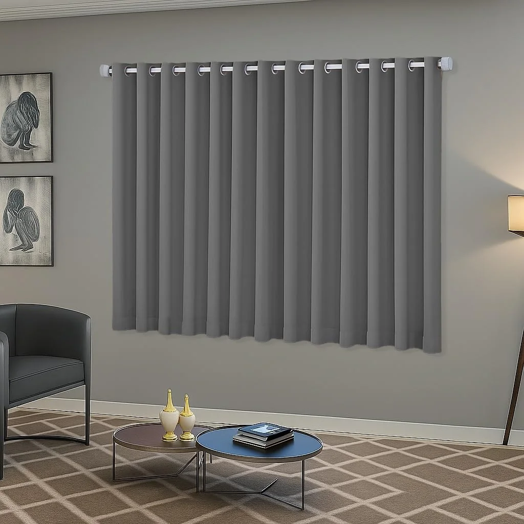 Cortina Blackout/Blecaute Sala e Janela em Tecido 2,20m x 1,30m Ilhós Cromado Solaris (Chumbo)
