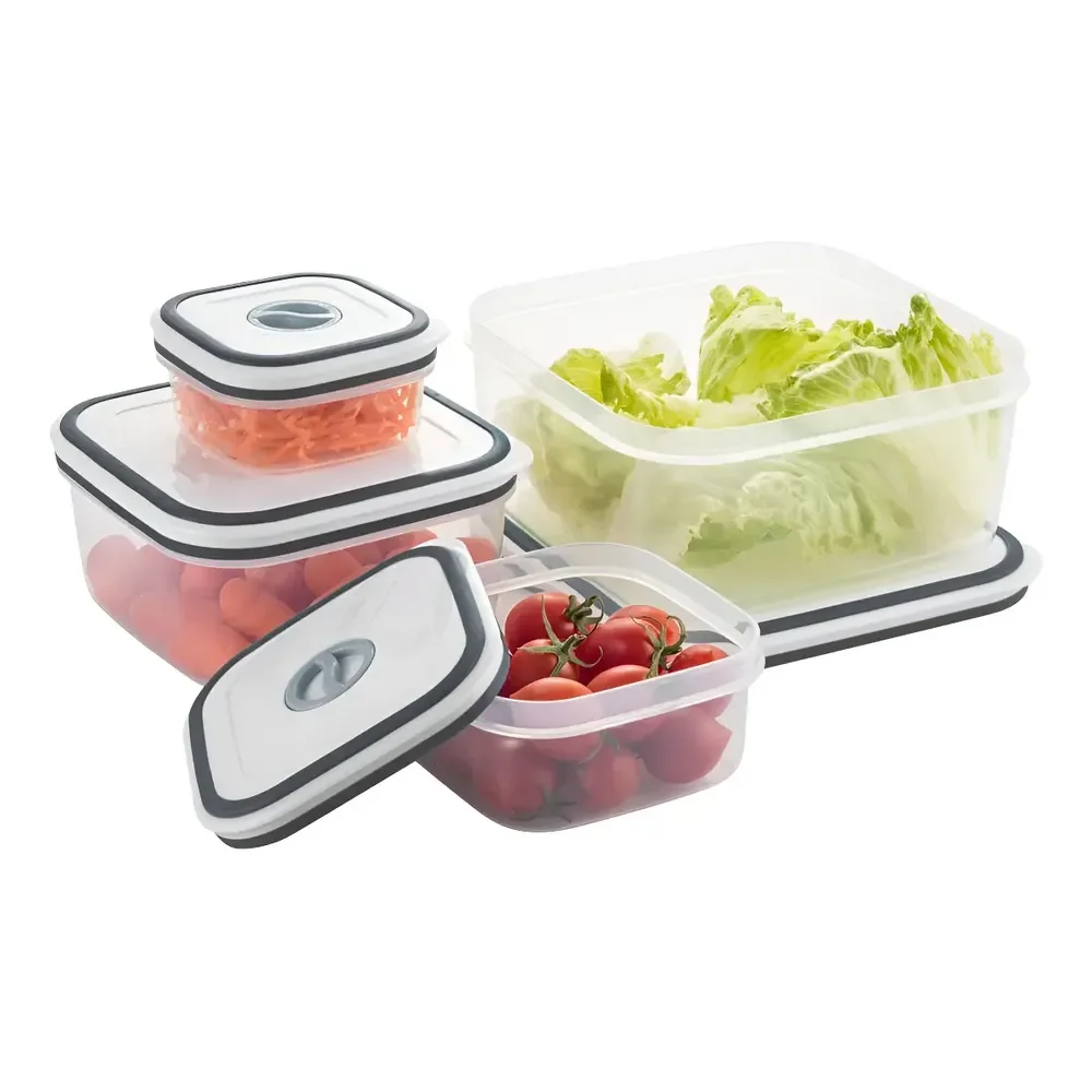 Conjunto De Potes Herméticos De Plástico Branco E Cinza Retangular Com 4 Unidades Electrolux