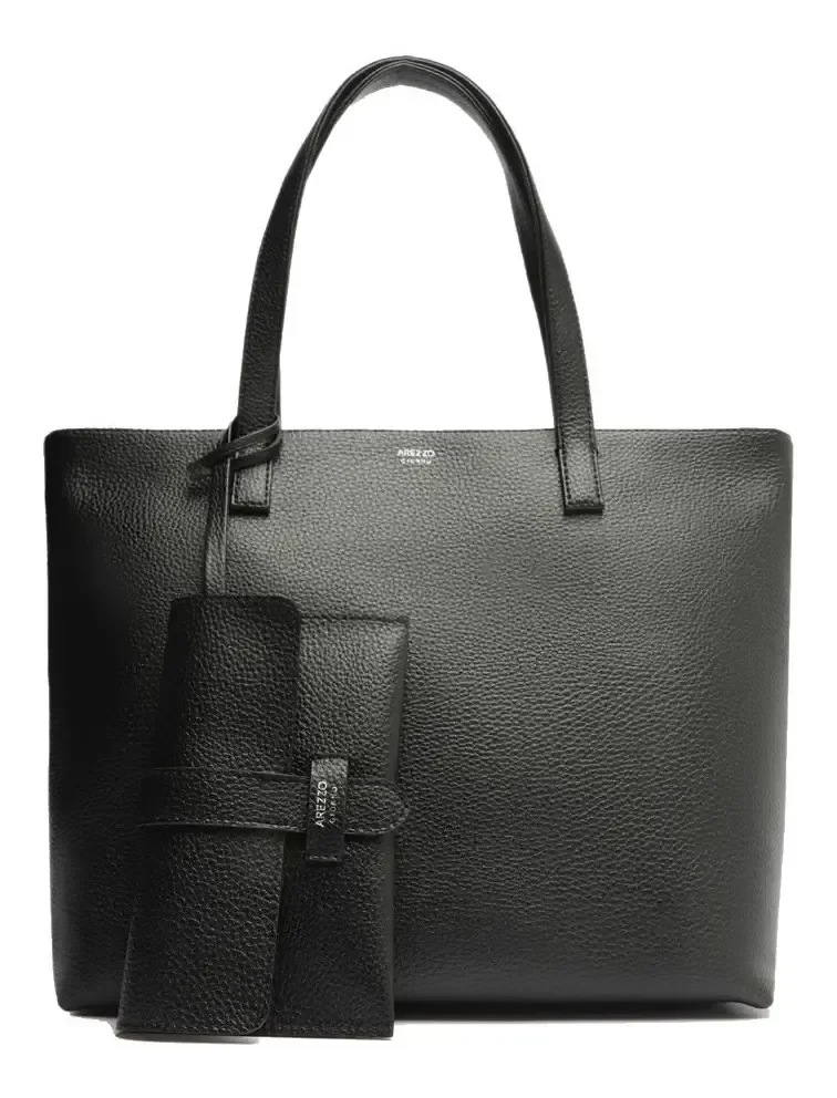 Bolsa Arezzo Shopping Tamanho Grande Lisa Com Carteira Cor Preto
