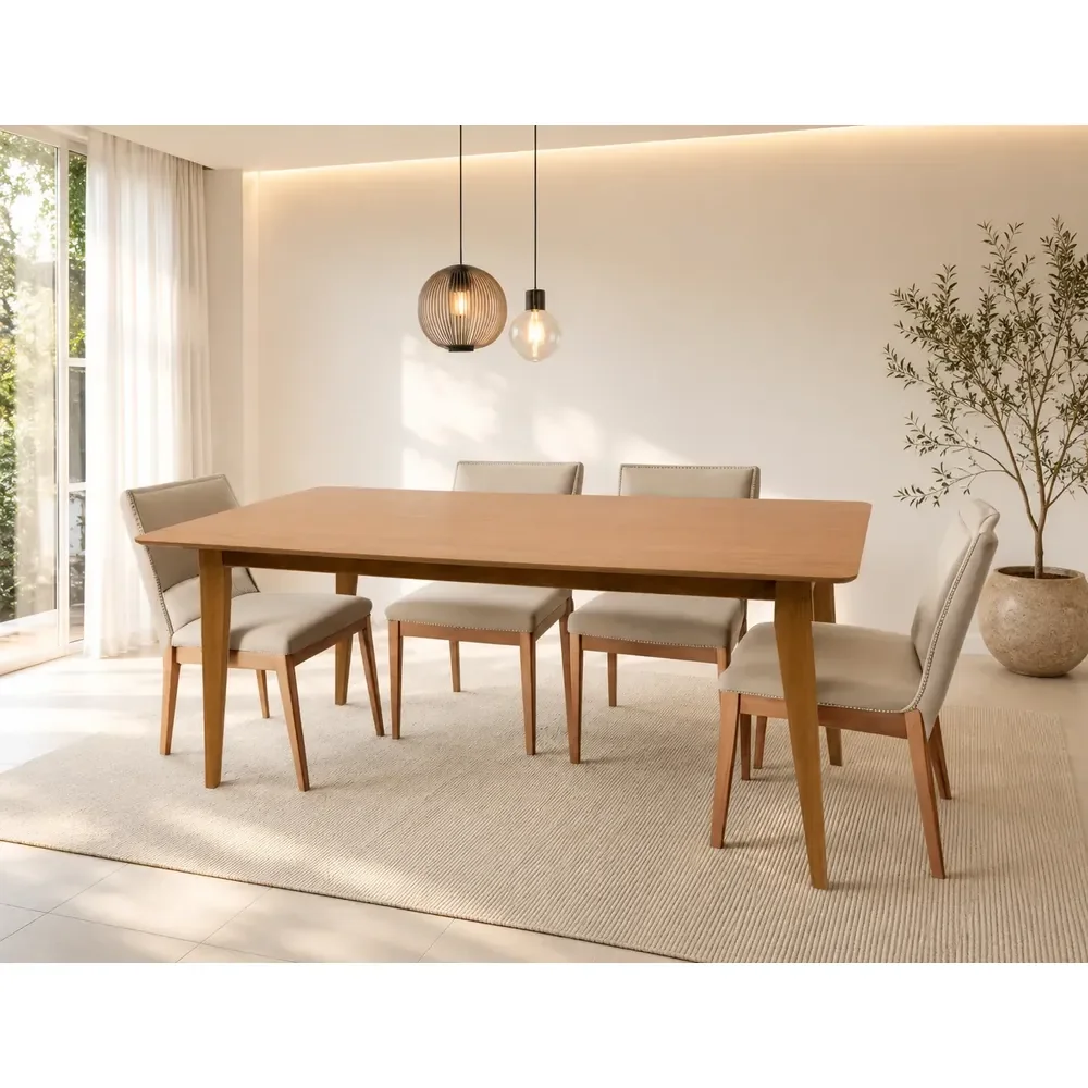 Mesa De Jantar Retangular 6 Lugares Evora 180 X 90 Amadeirado Madeira Maciça