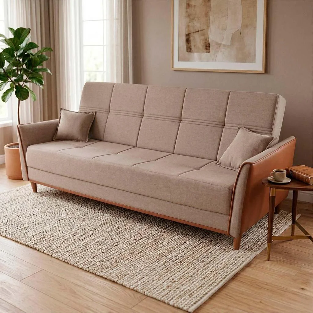 Sofá Cama Sérvia 2,00m Bege Bouclê - King House
