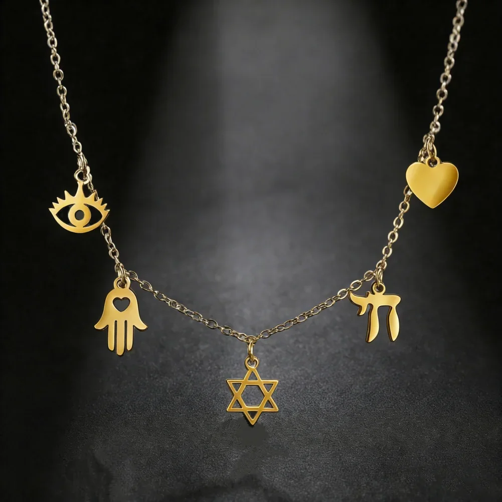 Colares com Pingente Estrela de Davi com Olho de Hórus, Joias Amuleto para Homens e Mulheres, Presentes de Joias Judaicas e Cristãs