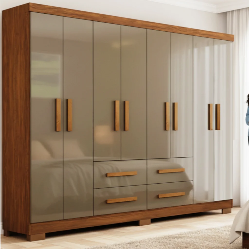 Guarda Roupas Casal Grande 8 Portas 4 Gav. Com Pés Moderno Marrom