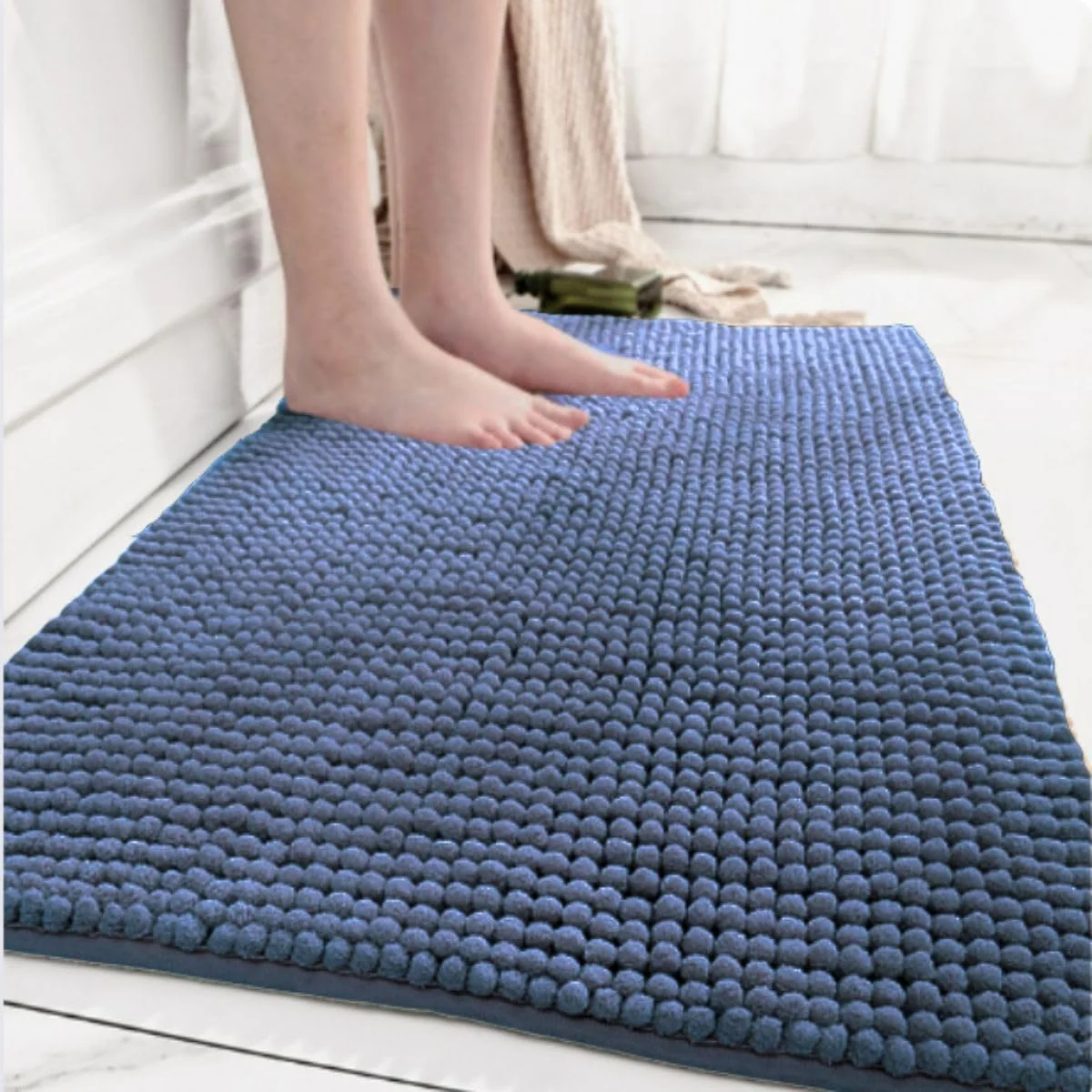 Kit 2 Tapetes Banheiro Bolinha Antiderrapante Casa Dona (Azul)