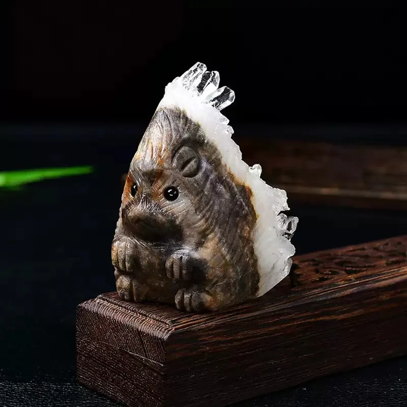[Seleção Anyuan] Cluster de cristal branco Natural ametista cluster ouriço ornamentos de pedra áspera/escritório domésti