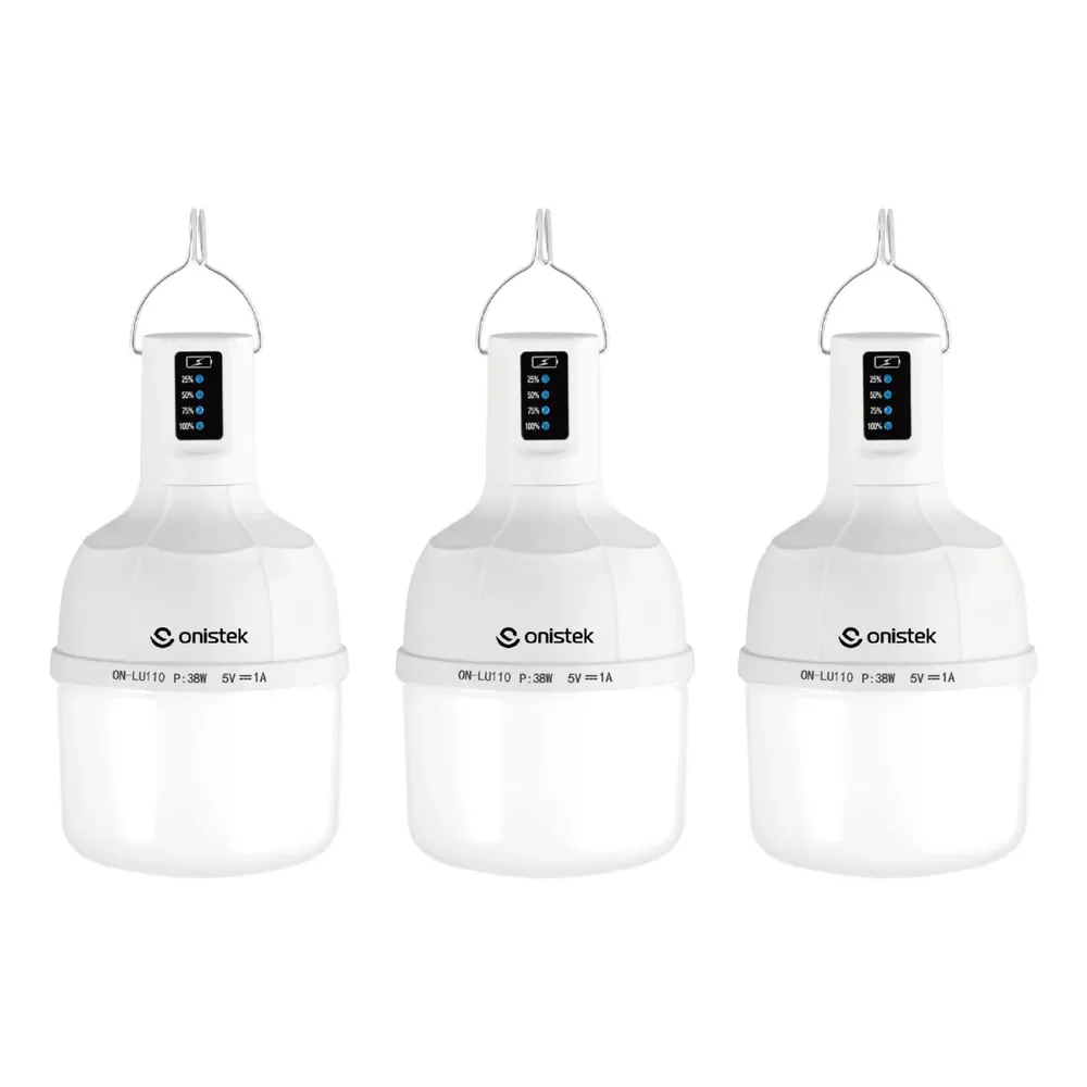 Kit3 Lâmpada De Led Recarregável Usb Acampamento Pesca Bulbo Branco-3pcs 127/220v