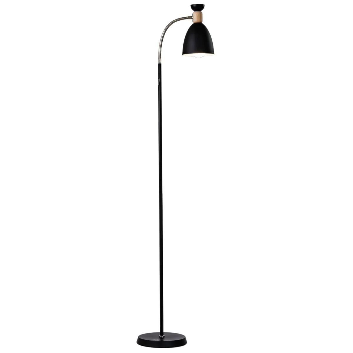 Abajur de chão flexivel luminaria chao articulada piso detalhe em madeira Techled (Preto)