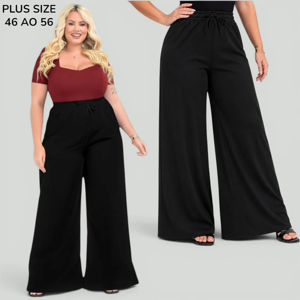 Calça Plus Size Feminina Social Calça Wide Leg Feminina Calsa Feminina Plus Size Calça Larga Feminina Plus Size Causa