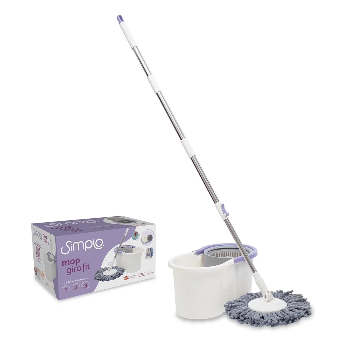 Mop com Balde e Esfregão Simplo Giro Fit