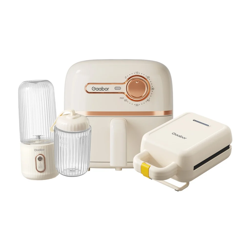 🧡 Fritadeira Sem Oleo Portatil Gaabor Kit Cozinha 3 em 1 Air  Fryer Sanduicheira Liquidificador para Casa Viagem Presente