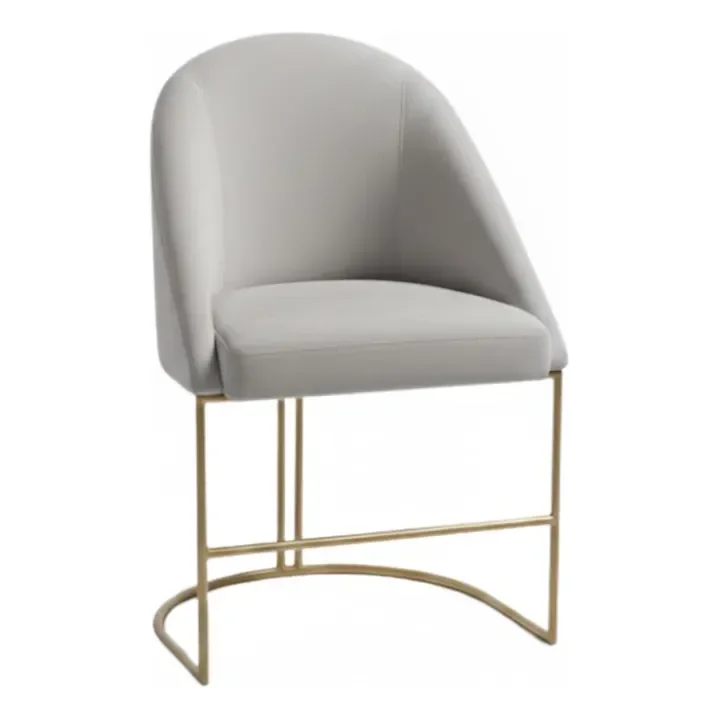 Cadeira Poltrona Estofada Decorativa Lua Premium Cinza Liso