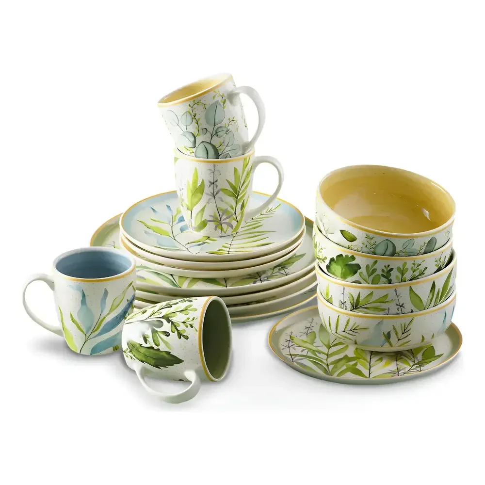 Aparelho De Jantar Siena Conjunto 16 Peças Cerâmica - Dolce  Verde