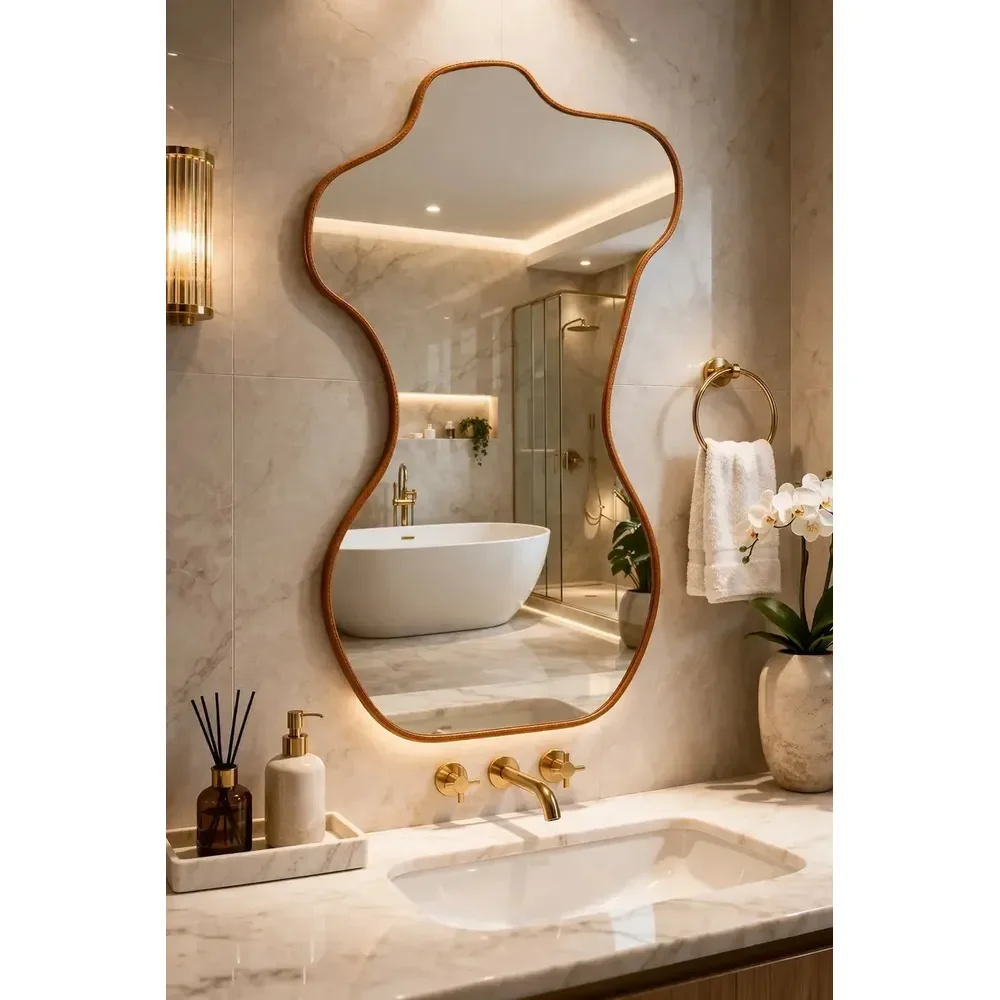 Espelho Decorativo 100x50 Corpo Inteiro Grande Moderno Orgânico Caramelo