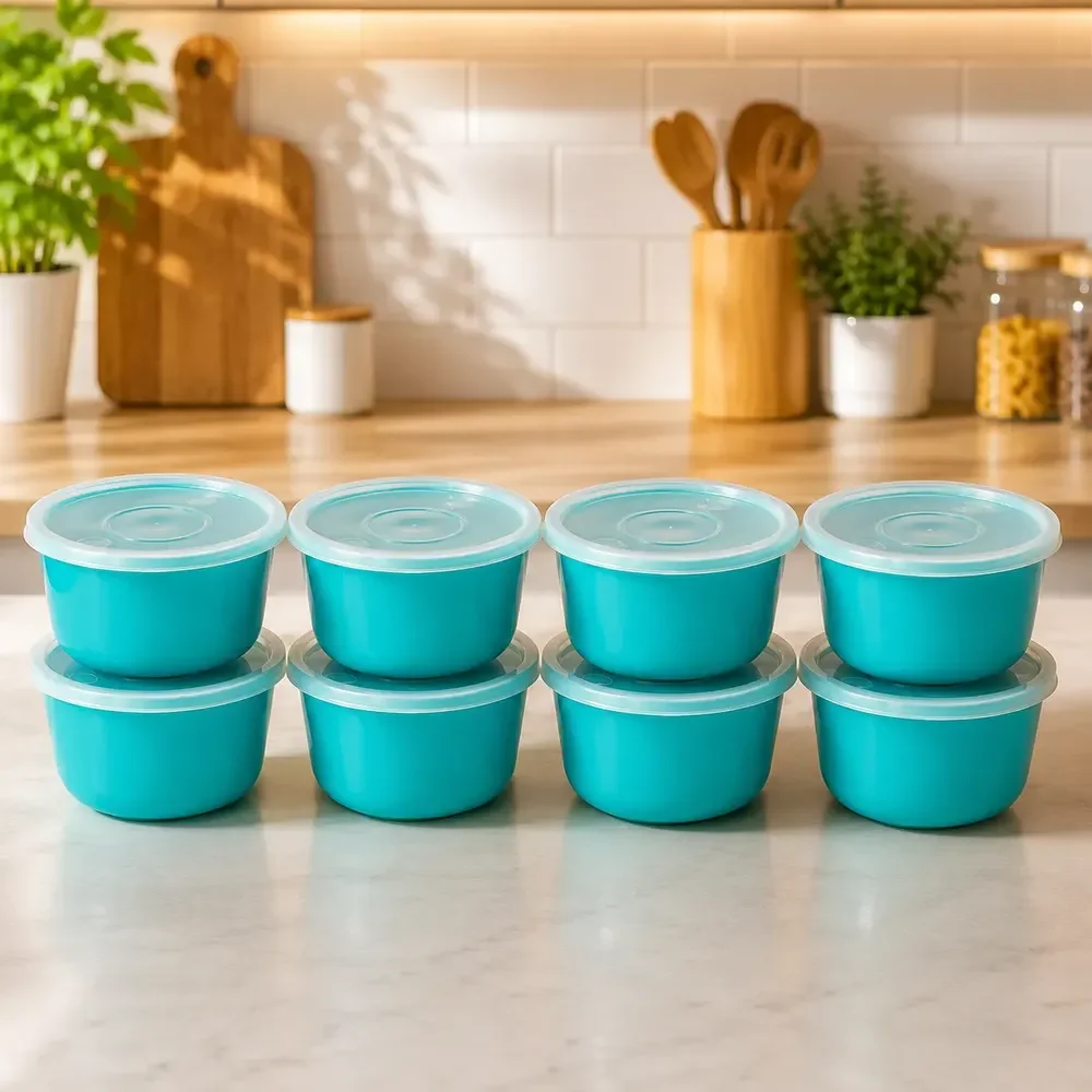 Potes 290ml Com Tampa Transparente 8 Un Com Cores Sortidas