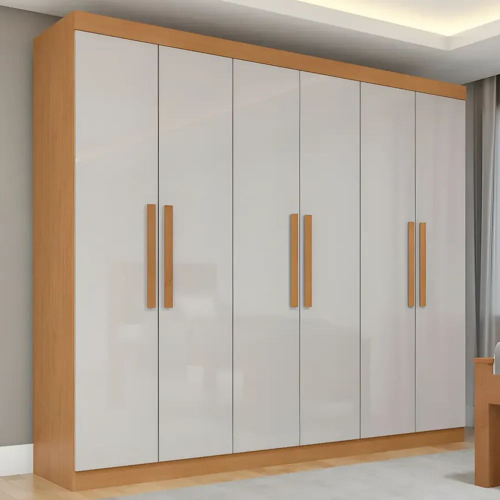 Guarda Roupa 06 Portas Easy Slim Amendoa Clean/off White