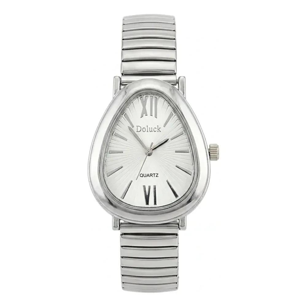 Relógio De Pulso Feminino Premium Aço Bracelete Tulipa Moda Prata