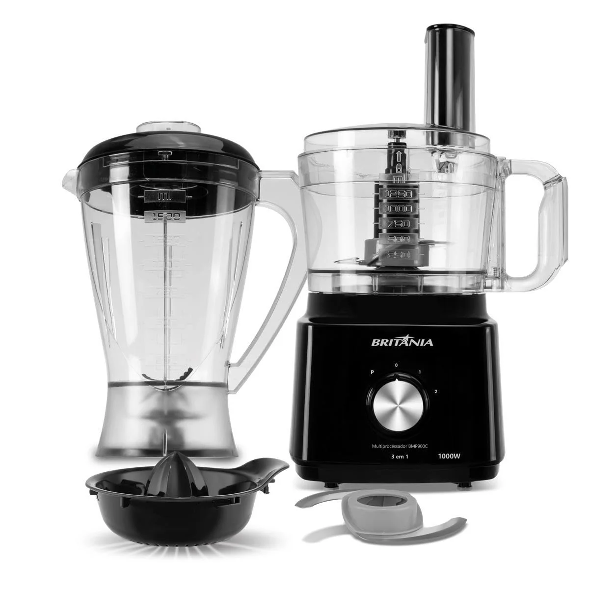 Multiprocessador Britânia 1000W 3 em 1 Lâminas Inox BMP900C 220W