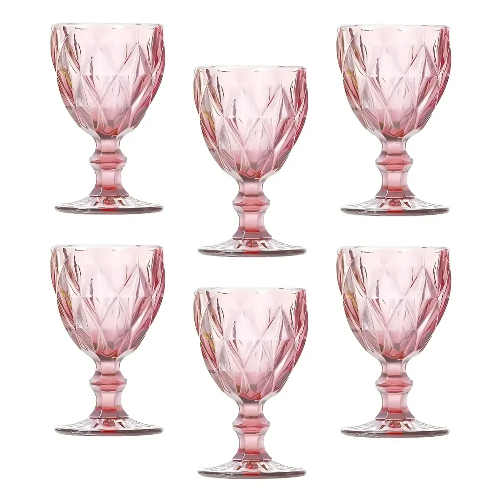 Jogo Taças Água Vinho Vidro Diamante Lilás 260ml Class Home