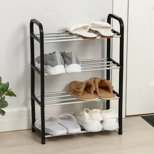 Sapateira Organizador Estante Sapateira 8 Pares Preto Plástico Aço
