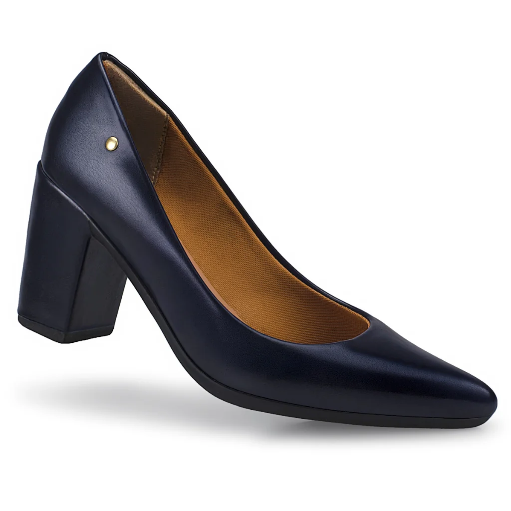 Sapato Feminino Scarpin Bico Fino Retro Lóris Conforto Salto Alto 8CM Macio 9484