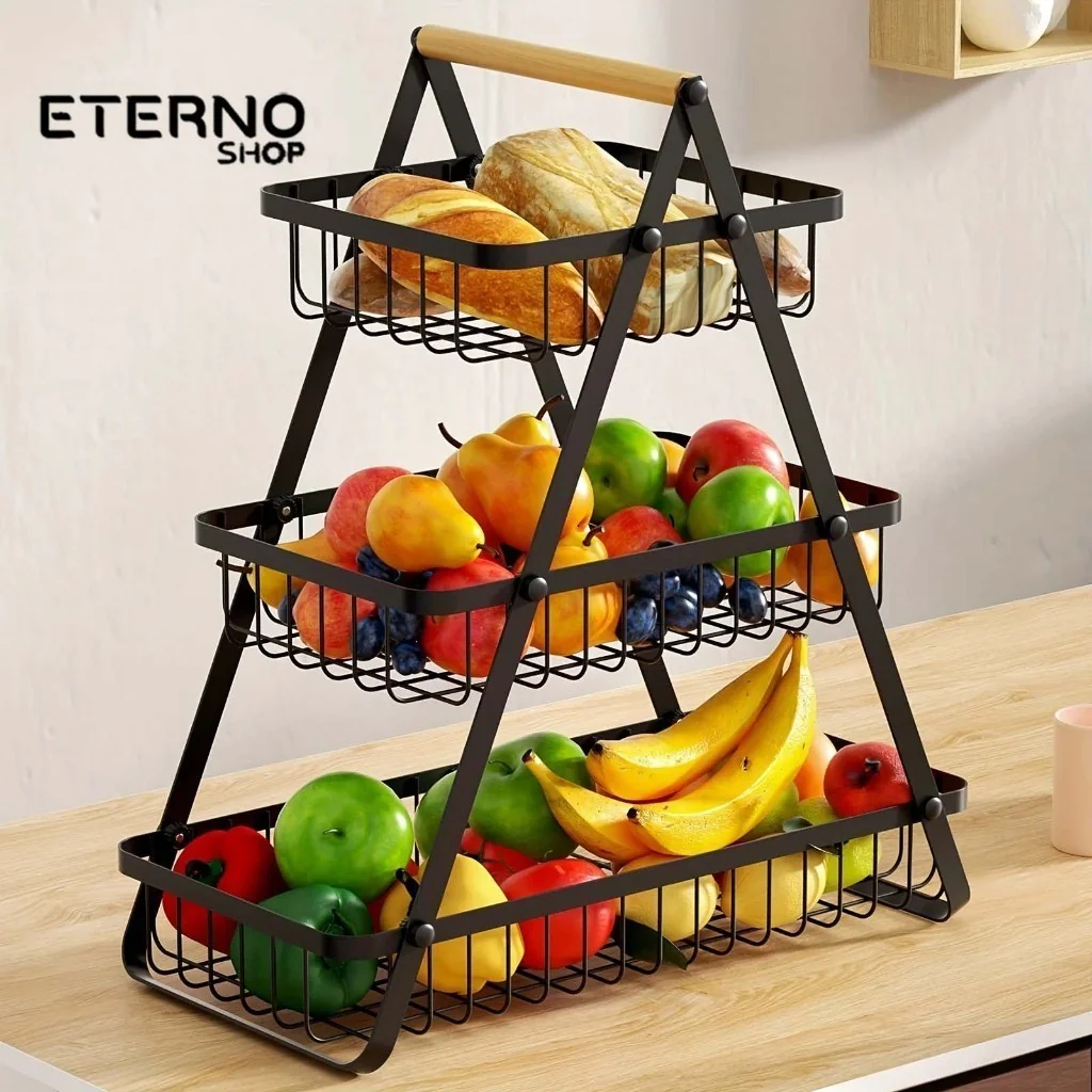 Fruteira de Mesa 2 ou 3 Andares Cesto de Frutas Metal Aramado Removível Cozinha