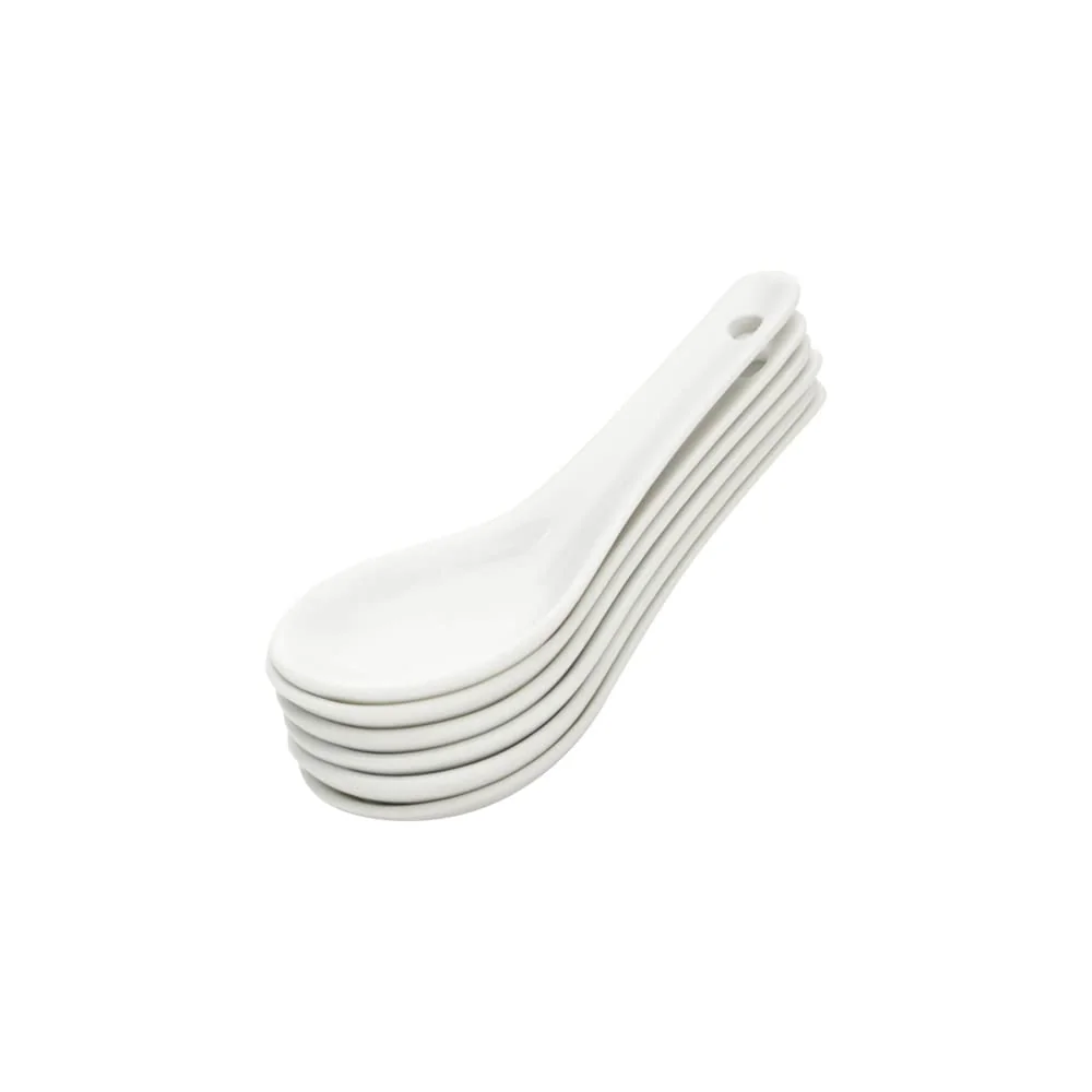 LYOR - Conjunto 6 Colheres para Finger Food de Porcelana Branca 12cm x 13cm x 4,5cm