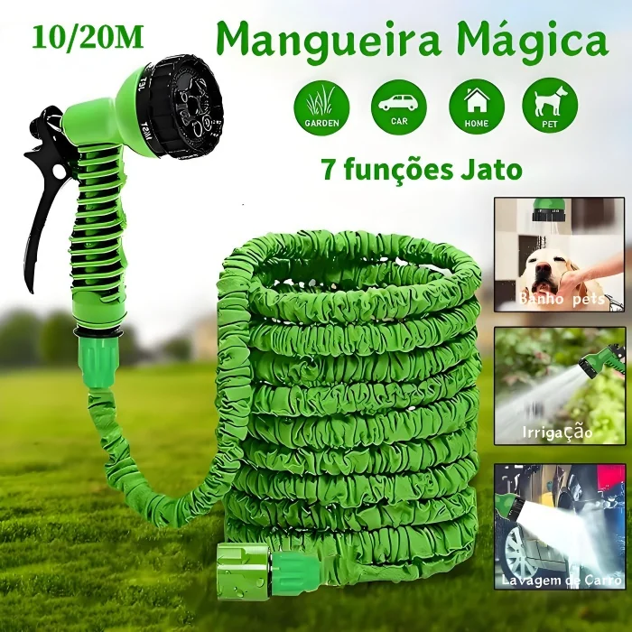 Mangueira Mágica 10M/20M Extensível Elástica Flexível 7 funções Jato Jardim Lavagem de Carro