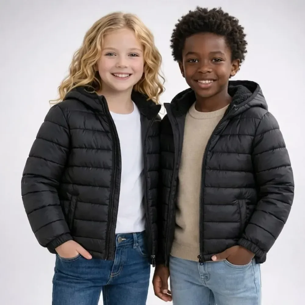 Jaqueta Pufer Infantil Casaco Bobojaco Blusa De Frio Juvenil Preto 14