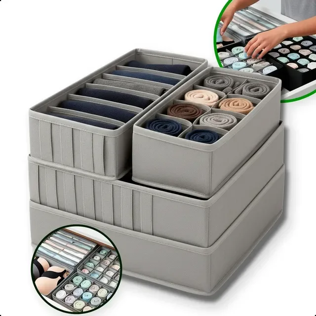 Kit 4 Organizadores Dobrável Divisória Colmeia Gaveta Roupa
