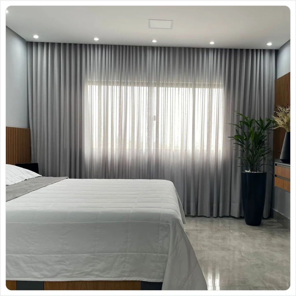 Cortina 5 metros x 2,60 altura - Voil Gaze de Linho - Trilho Suíço