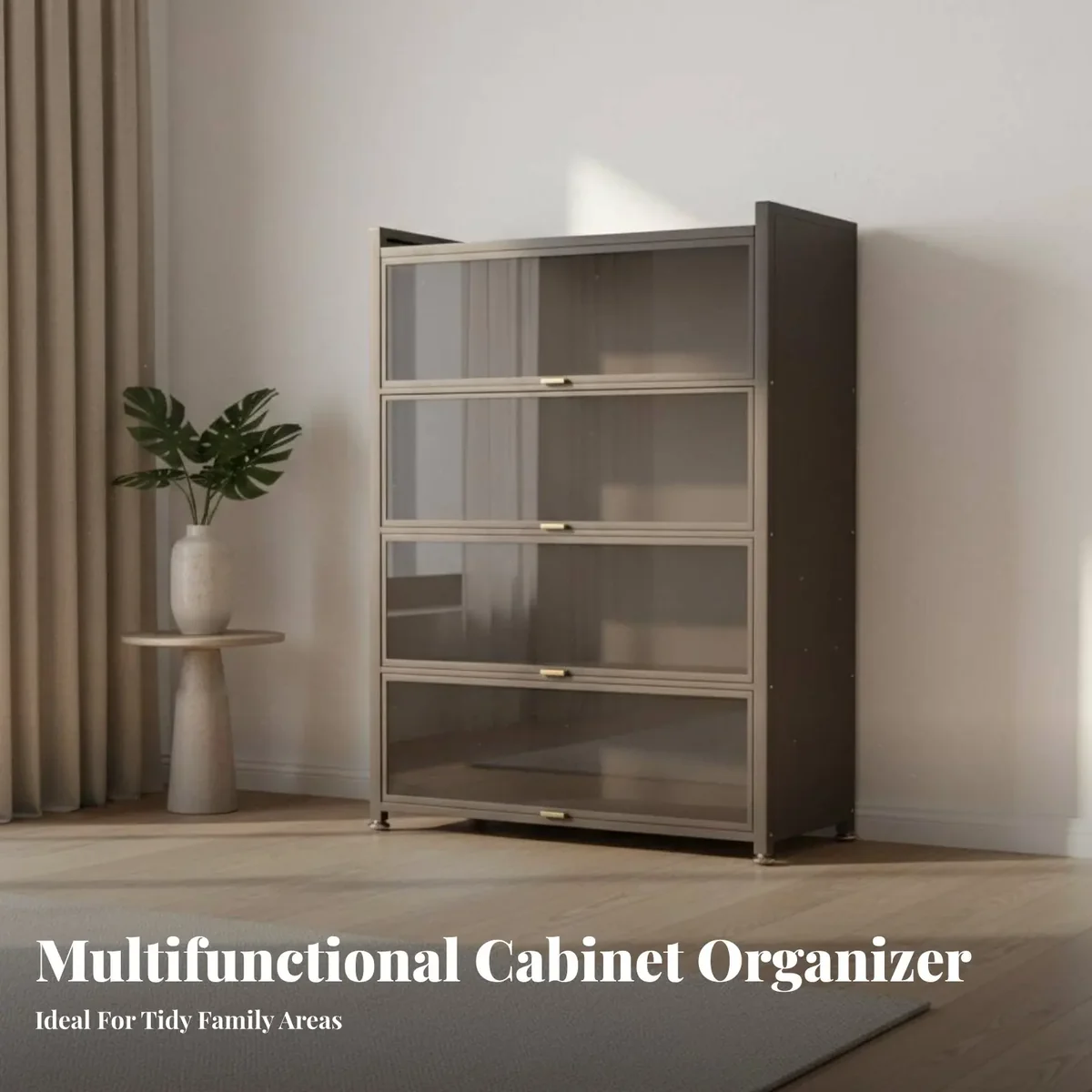 Armário Expositor de Figuras com Design Resistente a Detritos e Portas Transparentes, Unidade de Prateleiras com Porta de Vidro