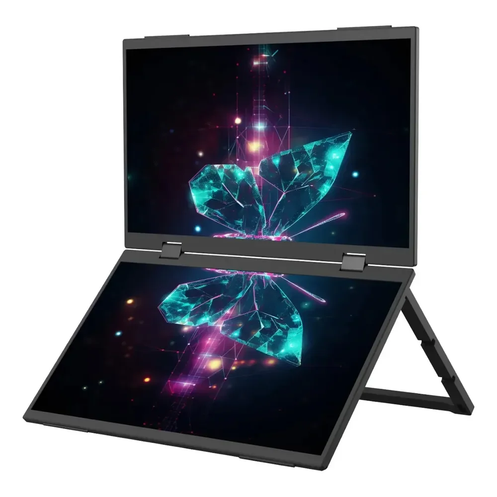 Monitor Portátil Duplo 15.6 Full Hdcom Bolsa Telas Dobráveis Preto 127/220v