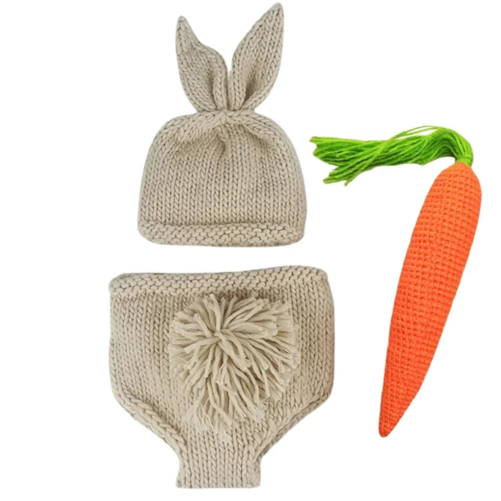 Adereços para fotografia de recém-nascidos, roupas para fotos de bebês meninos e meninas, calças de tricô, chapéu, traje de tiro de rabanete, macacão, roupa para sessão de fotos de bebês