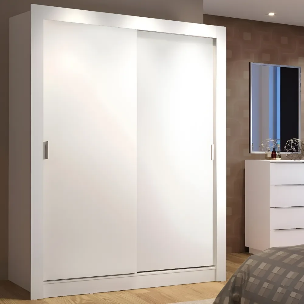 Guarda Roupa Solteiro 2 Portas Correr Branco 109409 Denver Madesa
