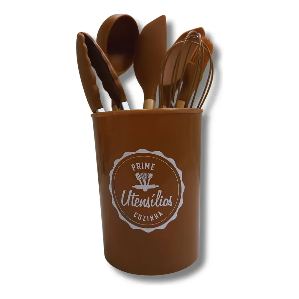 Kit De Utensílios De Cozinha 7 Unidades Marrom Baccani