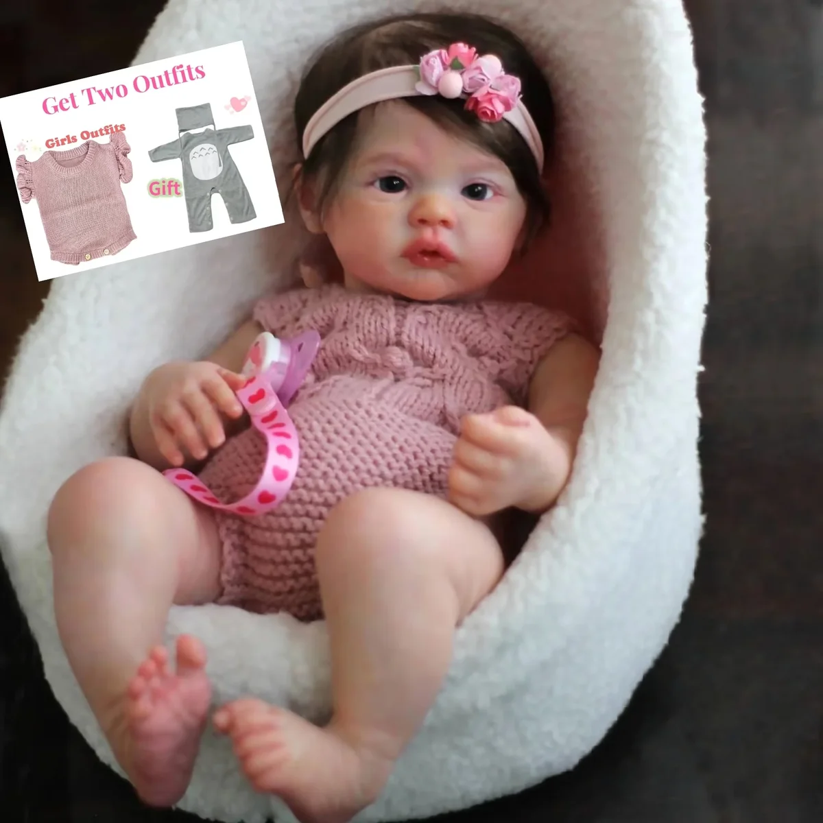45cm corpo inteiro silicone macio vinil prado bebe reborn menina com cabelo enraizado artesanal realista real reborn boneca brinquedo para crianças