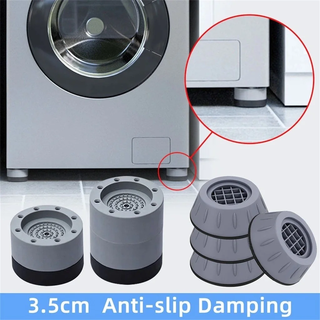 Kit 4 Suporte Pé Máquina De Lavar E Secar Almofadas De Apoio Anti Vibração Limpar Lavadora Borracha